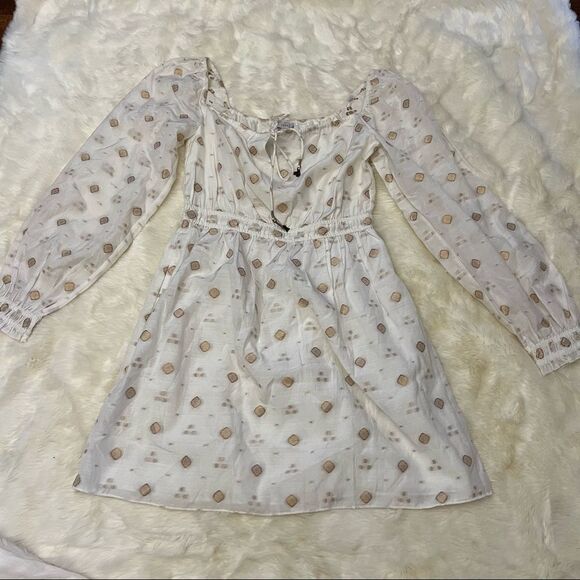 Joie mianda white and gold peasant mini dress - Picture 1 of 12
